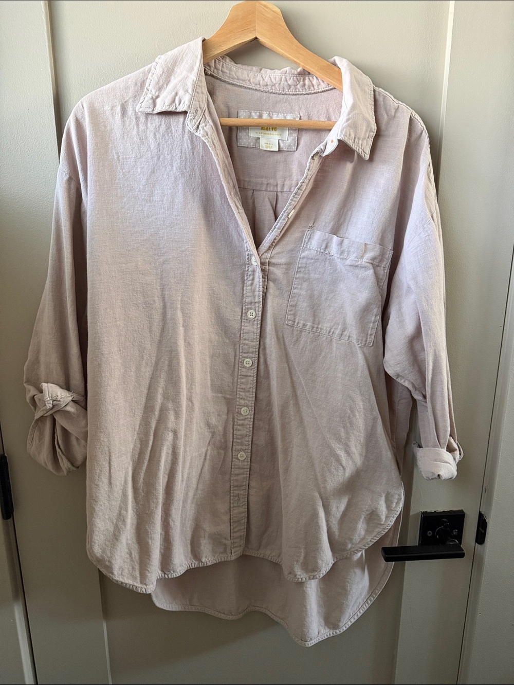 Anthropologie Soft Dusty Pink Button-Down Shirt